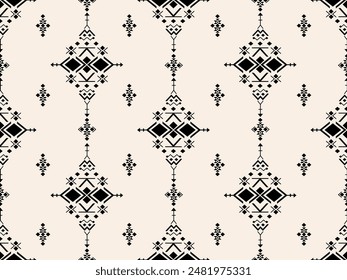 Tribal ornament. Geometric pattern. Ethnic pattern. Seamless pattern in black and white. Design for ikat, blanket, fabric, clothing, carpet, textile, ethnic, batik, embroidery.