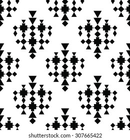 Tribal ornament. Geometric pattern. Ethnic pattern. Seamless pattern in black and white. Vector illustration