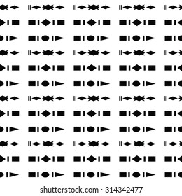 Tribal ornament. Geometric pattern. Ethnic pattern. Seamless pattern in black and white. Vector illustration