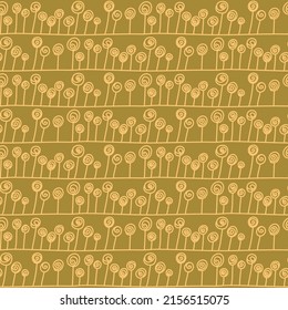 Tribal ornament organic plant seamless pattern mustard yellow color design for textile and wrapping paper vector illustration