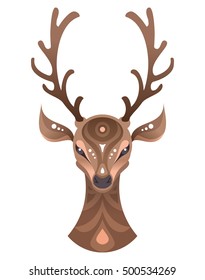 Tribal ornamental deer head print design.