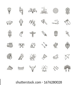 Tribal outline icon set. Vector