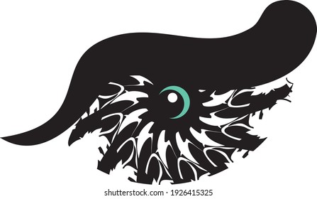 Tribal owl eye symbol on the white. Decorative symbol of owl eye for carnival masks, tattoos, logos, embroidery, textiles, prints, etc. 