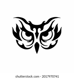 Tribal Owl Logo. Tattoo Design. Stencil Vector Illustration