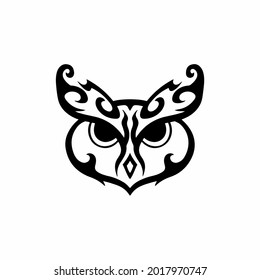 Tribal Owl Logo. Tattoo Design. Stencil Vector Illustration