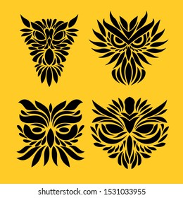 tribal owl tattoo design vector