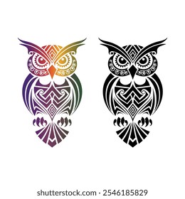 tribal owl vector, owl tattoo design icon, owl logo design