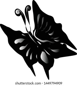 Tribal painting of black butterfly tattoo motif