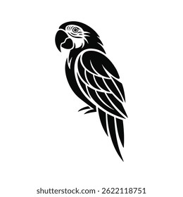 Vetor de papagaio tribal - preto e branco negrito estilizado Bird Illustration Design