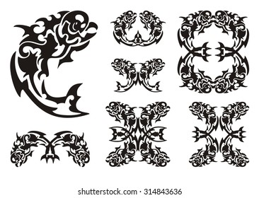 Tribal parrot fish symbols