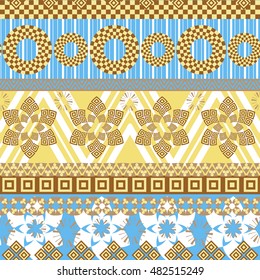 Tribal pattern. Abstract background with ethnic ornament. Seamless background with different geometric shapes. Vector illustration