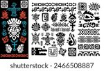 Tribal pattern. African silhouette print. Ethnic border. Ancient tribe. Aztec and Mayan graphic. Mexican shapes. Mexico or Peru decorations. Inca texture. Navajo elements. Vector tidy ornaments set