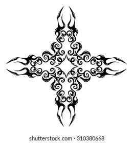 tribal pattern arabic tattoo vector art design  element template, isolated illustration abstract pattern on white background, cross art pattern cut out. 