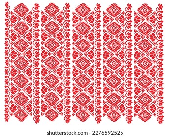 tribal pattern ( assamese pattern ) of northeast india which is used for textile design in assam gamosa , muga silk or other traditional dress.similar to ukrainian pattern or russian pattern.vector