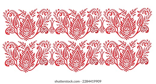 tribal pattern ( assamese pattern ) of northeast india which is used for textile design in assam gamosa , muga silk or other traditional dress.similar to ukrainian pattern or russian pattern.