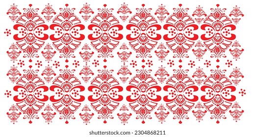 tribal pattern ( assamese pattern ) of northeast india which is used for textile design in assam gamosa , muga silk or other traditional dress.similar to ukrainian pattern or russian pattern.vector