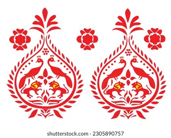 tribal pattern ( assamese pattern ) of northeast india which is used for textile design in assam gamosa , muga silk or other traditional dress.similar to ukrainian pattern or russian pattern.
