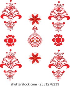 tribal pattern ( Assamese pattern ) of northeast India which is used for textile design in Assam Gamosa , Muga silk or other traditional dress. similar to Ukrainian pattern or Russian pattern.