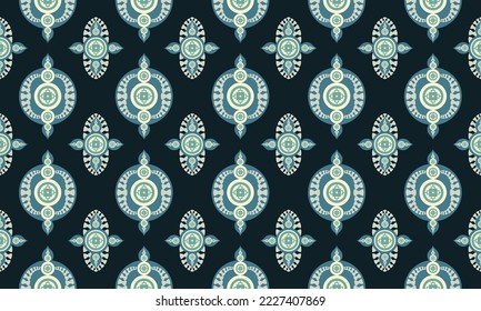 Tribal pattern in black and green designed for fabric or paper printing