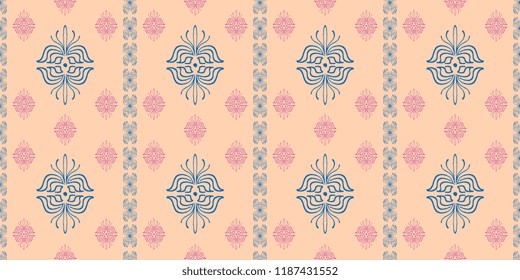 Tribal pattern of bohemian hand drawn with pastel trendy colors. Vector illustration for fashion wrapping and textile print.