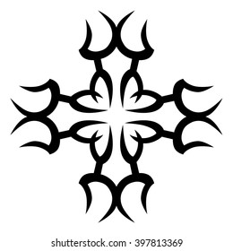 tribal pattern cross element template  tattoo vector art design, isolated illustration abstract pattern on white background, cross art pattern cut out. 