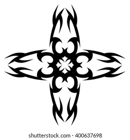 tribal pattern cross element template  tattoo vector art design, isolated illustration abstract pattern on white background, cross art pattern cut out. 