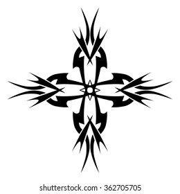tribal pattern cross ornament element template  tattoo vector art design, isolated illustration abstract pattern on white background, cross art pattern cut out. 