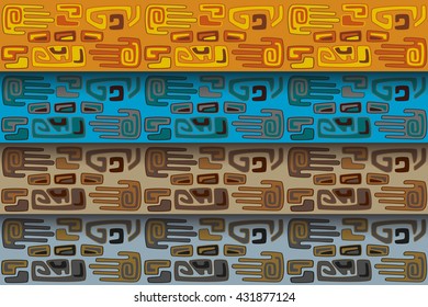 tribal pattern in different color ranges