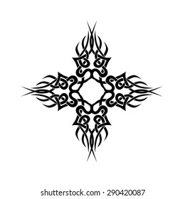 tribal pattern element template tattoo vector art design, isolated illustration abstract pattern on white background, cross art pattern cut out. 