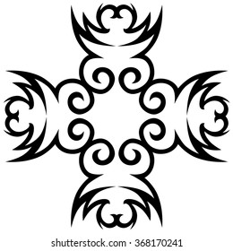 tribal pattern element template tattoo vector art design, isolated illustration abstract pattern on white background, cross art pattern cut out. 