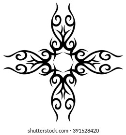 tribal pattern element template tattoo vector art design, isolated illustration abstract pattern on white background, cross art pattern cut out. 