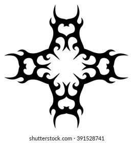 tribal pattern element template tattoo vector art design, isolated illustration abstract pattern on white background, cross art pattern cut out. 