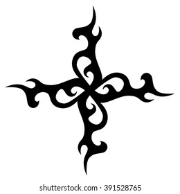 tribal pattern element template tattoo vector art design, isolated illustration abstract pattern on white background, cross art pattern cut out. 