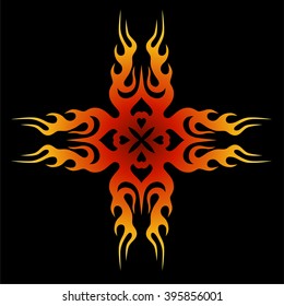 tribal pattern element template tattoo vector art design, isolated illustration abstract pattern on white background, cross art pattern cut out. Flames vector icon  
