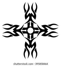 tribal pattern element template tattoo vector art design, isolated illustration abstract pattern on white background, cross art pattern cut out. 
