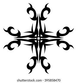 tribal pattern element template tattoo vector art design, isolated illustration abstract pattern on white background, cross art pattern cut out. 