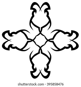 tribal pattern element template tattoo vector art design, isolated illustration abstract pattern on white background, cross art pattern cut out. 