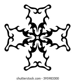 tribal pattern element template tattoo vector art design, isolated illustration abstract pattern on white background, cross art pattern cut out. 