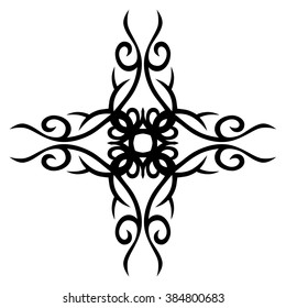 tribal pattern element vintage template tattoo vector art design, isolated illustration abstract pattern on white background, cross art pattern cut out. 