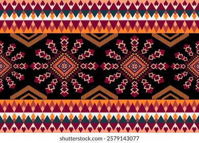 tribal pattern ethnic design geometric motif triangle borders vibrant colors