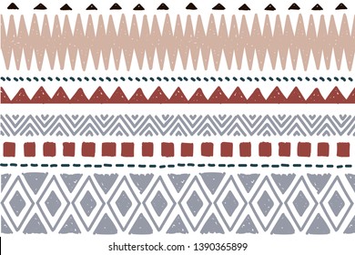 Tribal pattern. Ethnic geometric seamless background, summer ornament, boho motif, maya, aztec line vector illustration. mexican print texture