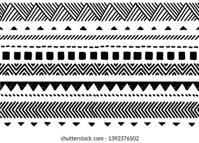 Tribal pattern. Ethnic geometric seamless background, boho motif, maya, aztec line vector illustration. mexican print texture