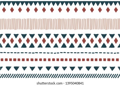 Tribal pattern. Ethnic geometric seamless background, summer ornament, boho motif, maya, aztec line vector illustration. mexican print texture