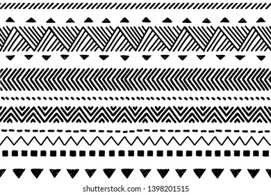 Tribal pattern. Ethnic geometric seamless background, boho motif, maya, aztec line vector illustration. mexican print texture