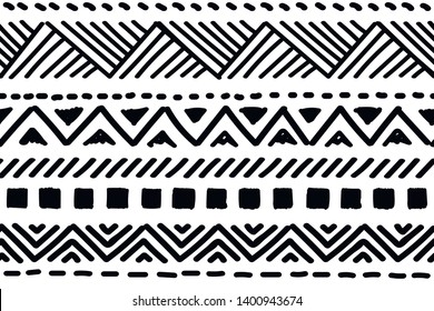 Tribal pattern. Ethnic geometric seamless background, summer sea ornament, boho motif, maya, aztec line vector illustration. mexican print texture