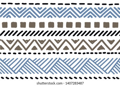 Tribal pattern. Ethnic geometric seamless background, summer sea ornament, boho motif, maya, aztec line vector illustration. mexican print texture