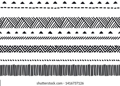 Tribal pattern. Ethnic geometric seamless background, boho motif, maya, aztec line vector illusrtation. mexican print texture - Vector
