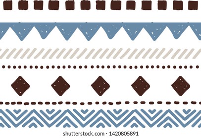 Tribal pattern. Ethnic geometric seamless background, boho motif, maya, aztec line vector illusrtation. mexican print texture - Vector