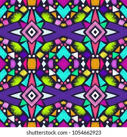 Tribal pattern. Ethnic print. Aztec. Abstract geometric fabric. Cloth design. Spiritual fashion. Mystical ornament. Navajo textile. Boho homespun. Hand drawn seamless vector.