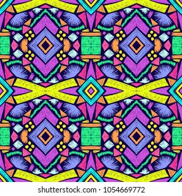 Tribal pattern. Ethnic print. Aztec. Abstract geometric fabric. Cloth design. Spiritual fashion. Mystical ornament. Navajo textile. Boho homespun. Hand drawn seamless vector.